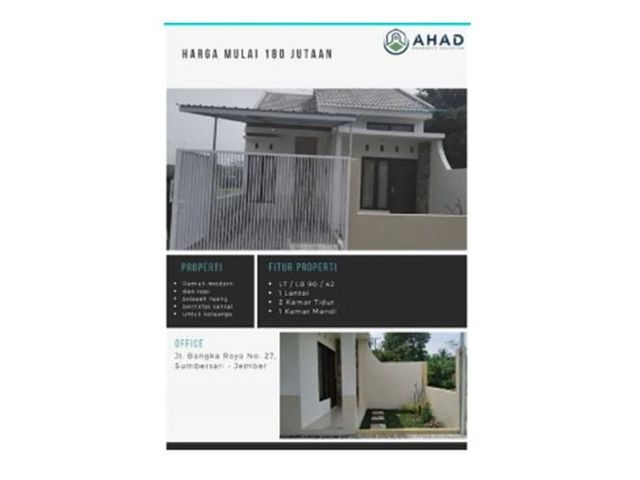 DIjual rumah indent Bintoro Green Hill, lokasi Patrang Harga Mulai 190