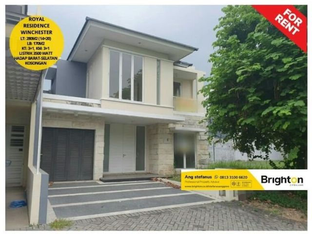 DISEWAKAN RUMAH MEWAH 2 LANTAI ROYAL RESIDENCE WINCHESTER