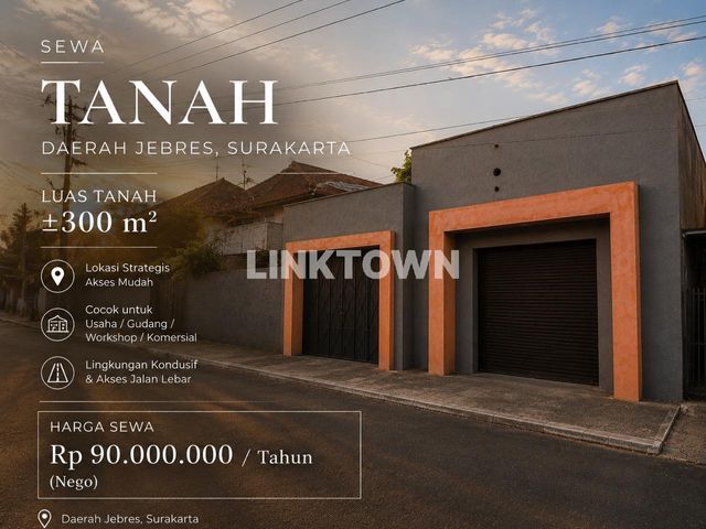 Disewakan Tanah Cocok untuk Gudang, Workshop di Kawasan Jebres Surakarta