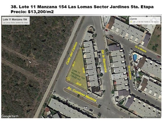 TERRENO EN VENTA ESQUINA EN JARDIN DE LAS LOMAS  720 M2 $ 9.500.000