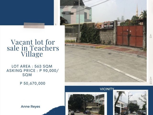 Residential Lot for Sale in Teachers Village, Quezon City | 563 sqm
