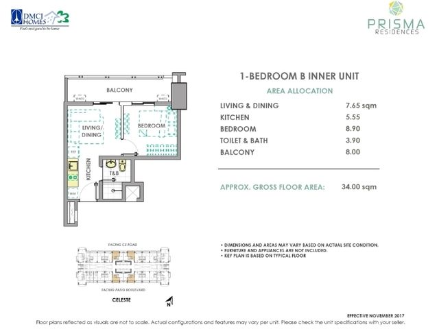 1-Bedroom Unit for Sale in Prisma Residences, Pasig City, Metro Manila