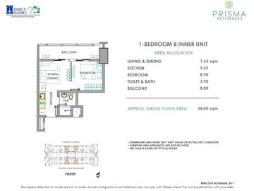 1-Bedroom Unit for Sale in Prisma Residences, Pasig City, Metro Manila