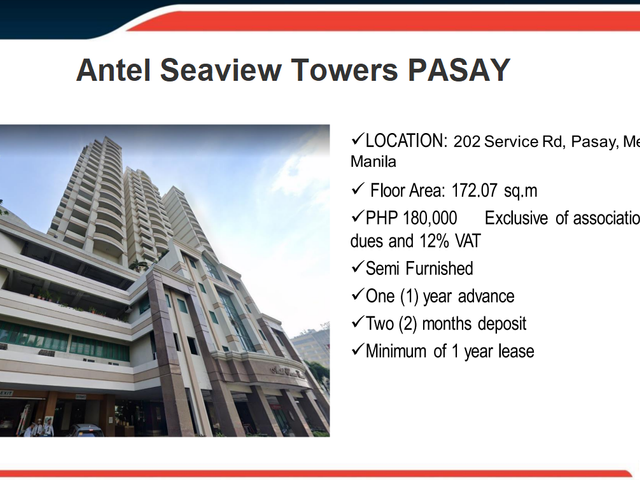 For Lease 2BR at Antel Seaview Towers, Pasay City, Metro Manila