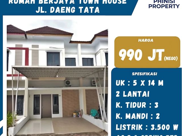 DIJUAL Rumah Berjaya Town House di Jalan Daeng Tata