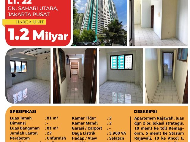 Jual Apartemen Rajawali Selatan, Jakarta Pusat