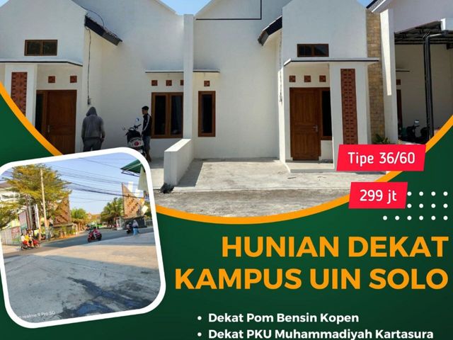 RUMAH CLUSTER DI KARTASURA DEKAT KOTA SOLO DAN KAMPUS UIN SHM