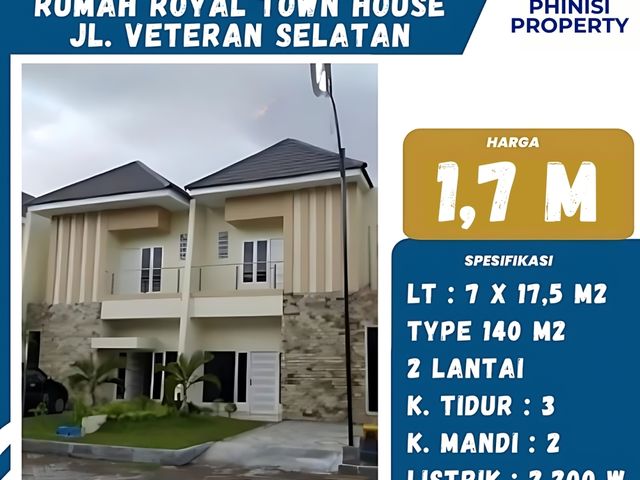 DIJUAL Rumah Harga Murah Tengah Kota di Royal Town House Jalan Veteran