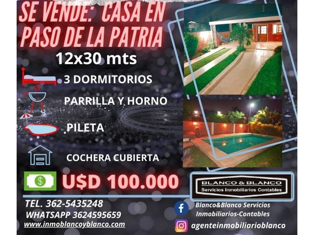 SE VENDE CASA EN PASO DE LA PATRIA