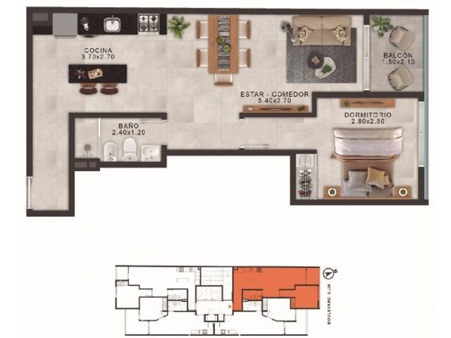 A estrenar, depto en Nueva cba de 1 dorm!