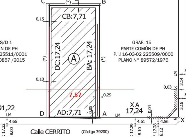 CERRITO 1300 - VENTA LOTE 7,71 X 17,24