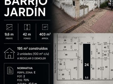 CASA A RECICLAR - LOTE CON POTENCIAL - BARRIO JARDIN