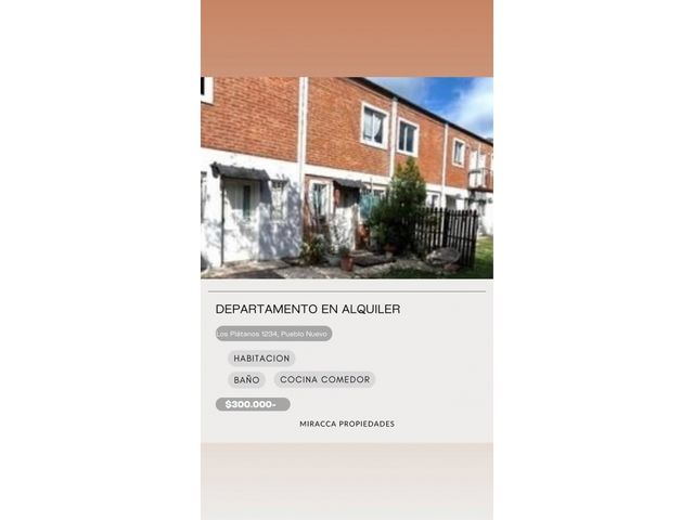 Departamento en alquiler en Los Platanos 1234, Pueblo Nuevo