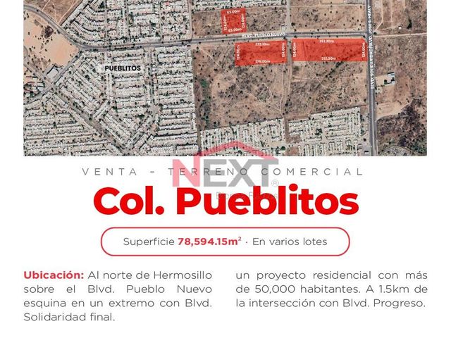 TERRENO COMERCIAL EN VENTA COL. PUEBLITOS