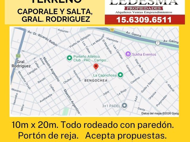 U$d 16.000 oportunidad Lote Gral Rodriguez
