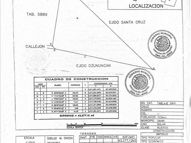 TERRENO RUSTICO EN VENTA EN UMAN F-2811, $200 M2