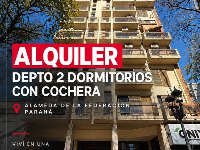 ALQUILAMOS DPTO 2 DORMITORIOS CON COCHERA SOBRE ALAMEDA DE LA FEDERACION