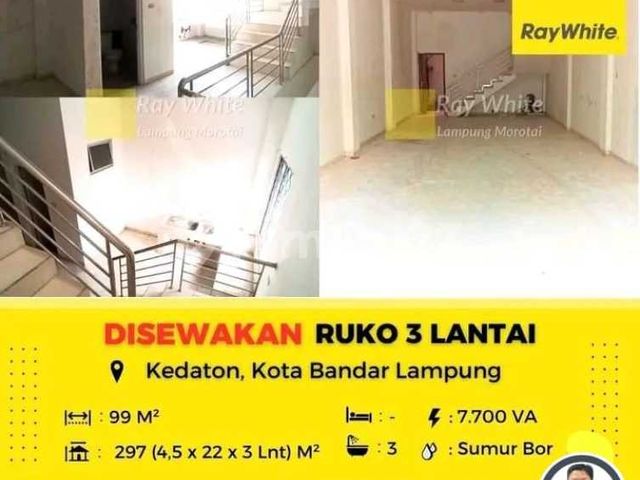 DISEWAKAN RUKO 3 LANTAI DI JL.TEUKU UMAR KEDATON BANDAR LAMPUNG
