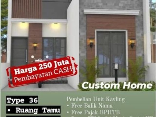 Dijual Custom Home Type 36 Lokasi Strategis Dekat Jalan Raya Besar