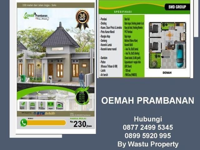 RUMAH DI PRAMBANAN 150 METER DARI JALAN JOGJA-SOLO