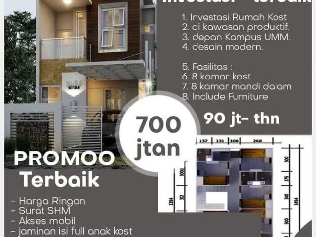 MODERN KOS LANDUNGSARI DEPAN KAMPUS UMM 3 LANTAI 700 JUWTA