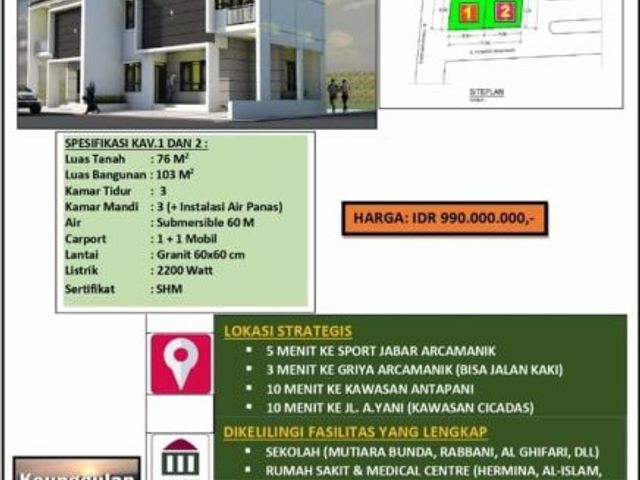 Rumah On Progress Permata Indah Cisaranten dekat Antapani Bandung