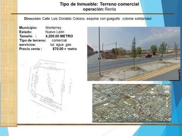 Terreno en Renta – Col. Solidaridad, Luis Donaldo Colosio, Monterrey, N.L.