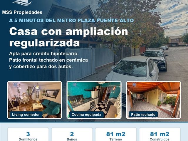 Casa 3 Dorm Regularizada Cobertizo Metro Plaza Puente Alto