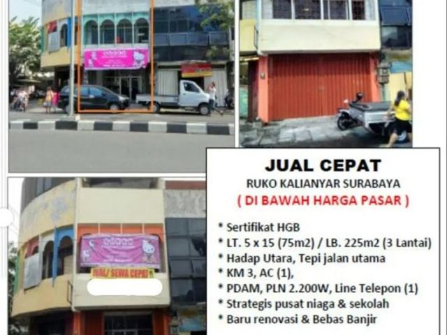 DiJual Ruko Strategis Raya Kalianyar Surabaya