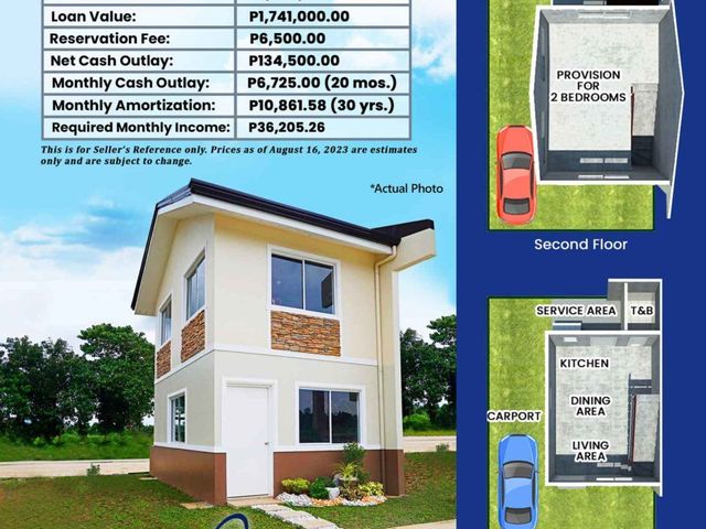 House and Lot 86 sqm For sale in Baras Rizal with 2 Bedrooms and 1 Carport (PH2776)