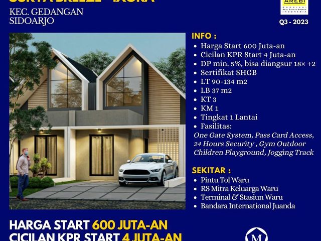 Dijual Rumah Surya Breeze Sidoarjo Ixora start 600 jutaan Strategis
