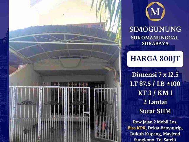 Dijual rumah murah BU Simogunung, Sukomanunggal dekat tol Banyu urip, tol Satelit, Surabaya