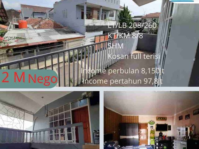 Dijual Kosan selalu Full Aktif Pasirjaya Buahbatu kota Bandung LT 208m² LB 270m² 8KT 8KM SHM Income 8.2 juta/ bulan Harga 2M nego
