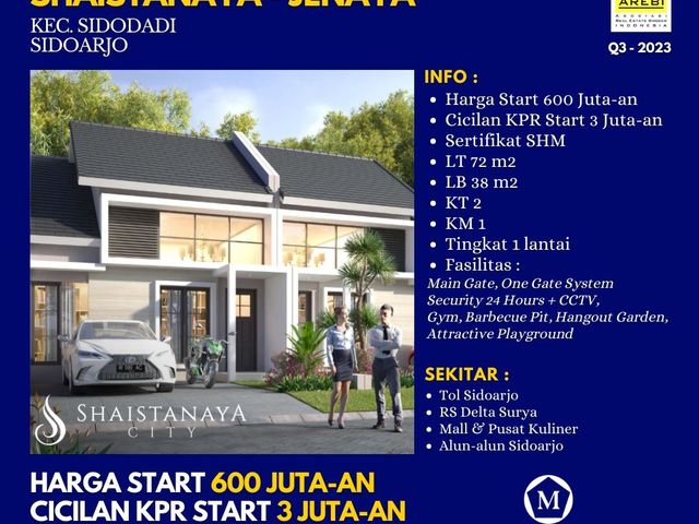 Dijual Rumah Shaistanaya City Sidoarjo start 600 Jutaan Surat SHM
