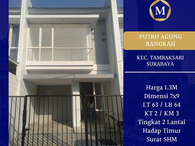 Rumah Baru 2 Lantai Putro Agung Rangkah Surabaya 1.3M SHM Hadap Timur