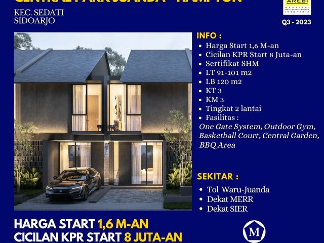Dijual Rumah Baru Central Park Juanda Sidoarjo start 1.6Man Surat SHM
