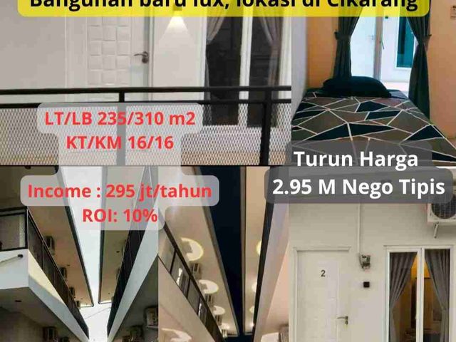 Dijual kosan full terisi baru NEW di Cikarang LT 235/310 SHM KT16/KM 16 SHM 2.95M nego