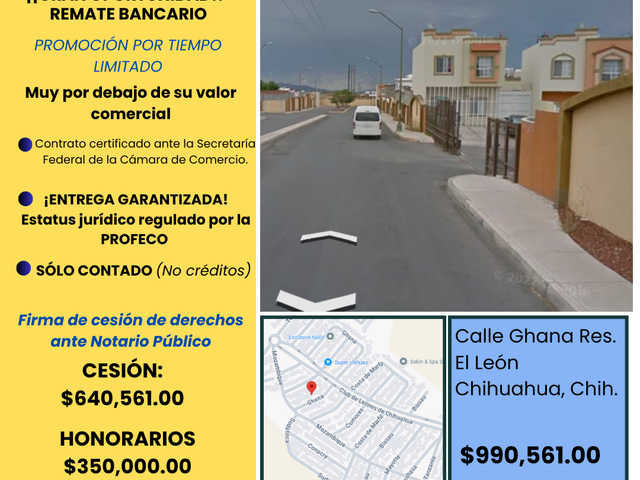 ¡¡Gran Oportunidad!! Remate Bancario- Calle Ghana Residencial El León-Chihuahua,Chihuahua