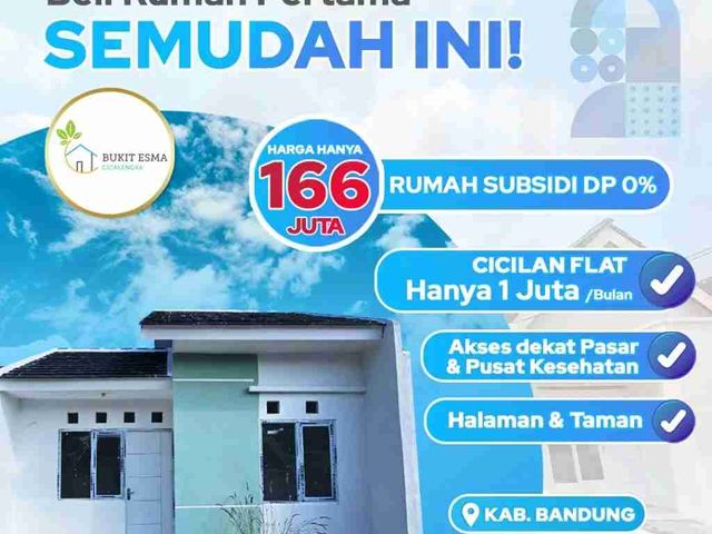 2 kamar tidur air bersih 24 jam rumah subsidi bandung cicalengka DP 1 JUTA ALL IN