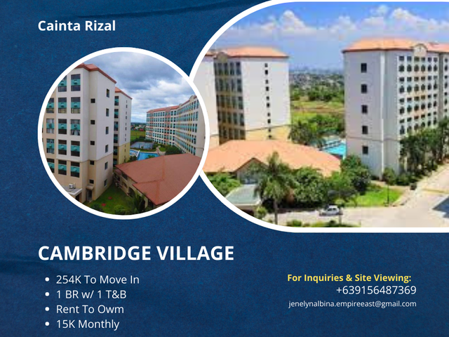 14K Monthly 40sqm 1 BR Condo in Cainta Rizal Rent To Own