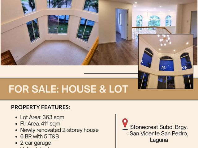 FOR SALE Newly Renovated Two Storey House located in Blk 28 Lot 1 Sta Maria St. corner San Joaquin St., Stonecrest Subd., Brgy. San Vicente, San Pedro