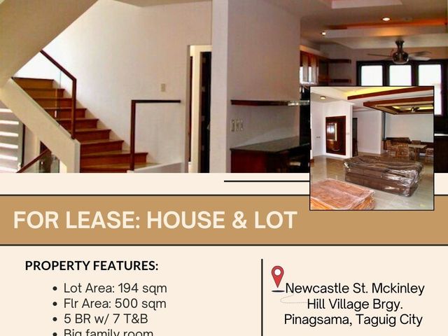 FOR LEASE House & Lot  Mckinley Hill Village, Brgy. Pinagsama, Taguig City