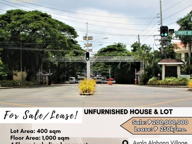 For Sale/Lease: House and Lot located at Ayala Alabang Village, Muntinlupa City