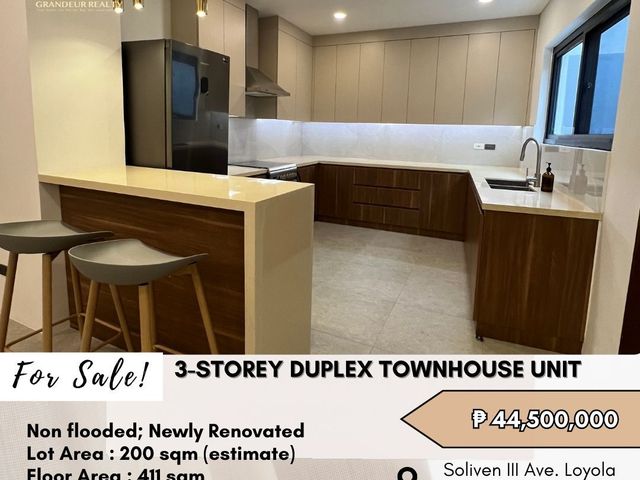 FOR SALE: 3-Storey Duplex Unit located at Soliven III Ave. Loyola Grand Villas Village - Near Ateneo, Miriam & UP Diliman