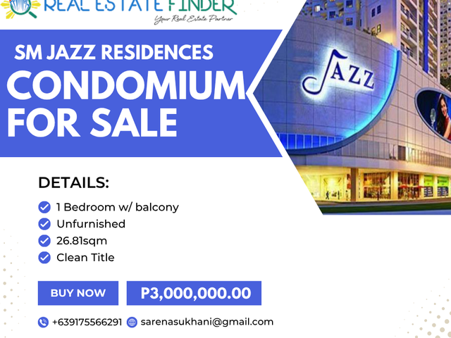 1 Bedroom Condominium with Balcony for Sale at SM Jazz Residences Makati for ₱3,000,000