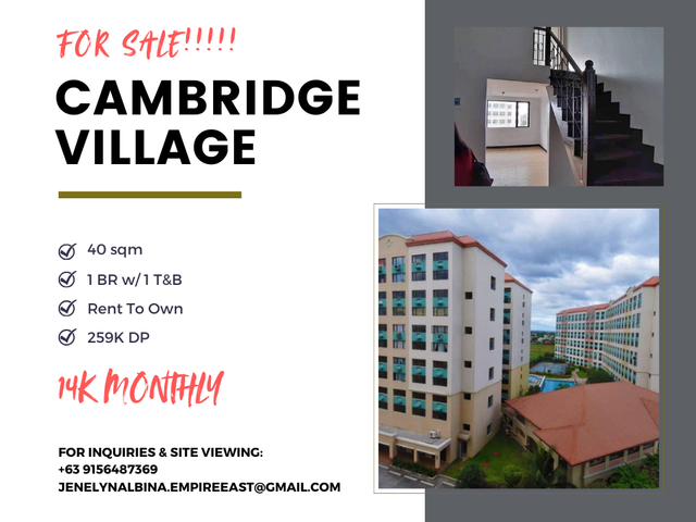 Cambridge Village 1 BR loft Type Condo 14K Monthly Rent To Own