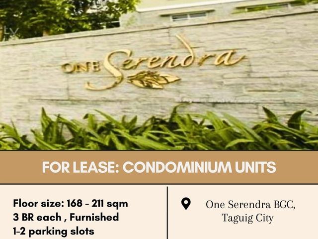 For Lease: Condominium Units located at Mahogany One Serendra BGC, Taguig City