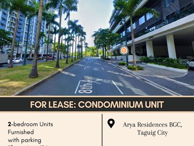 FOR LEASE: Condo Unit located at Arya Residences BGC, Taguig City