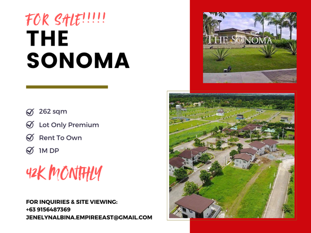 Lot For Sale in The Sonoma 42K Monthly Beside Nuvali Sta Rosa Near Ayala,SNR,tagaytay