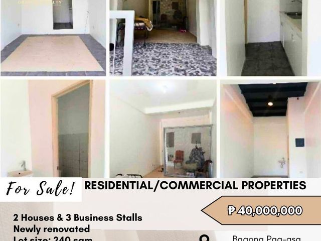 FOR SALE: 2 Residential Houses and 3 Business stalls located at Bagong Pag-asa Quezon City